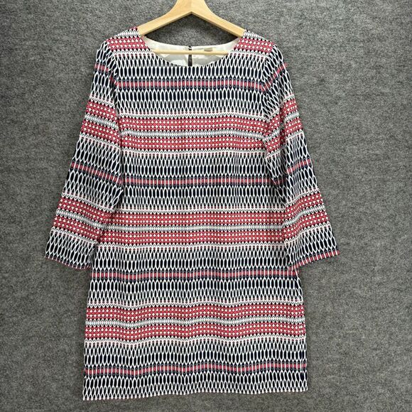 J.CREW Dresses & Skirts - J. Crew Dress Women 10 Black Striped Shift Midi Long Sleeve Lined Hook & Eye